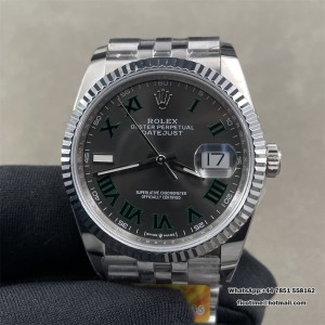 DateJust 36 SS 126234 ARF 1:1 Best Edition 904L Steel Gray Dial Green Roman on Jubilee Bracelet VS3235 V2 - Image 1