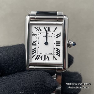 Cartier Tank Must Large Blk SS/SS White F1F Swiss Qtz - Image 1