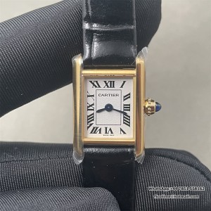 Tank Louis 16.5mm YG F1F 1:1 Best Edition White Dial on Black Leather Strap Quartz mini - Image 1