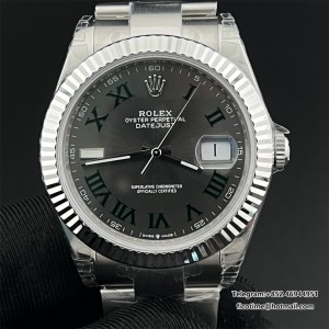 VSF VS3235 DateJust 41mm Wimbledon Fluted Bezel Grey Dial Green Roma Marker Oyster Bracelet DD3235 - Image 1