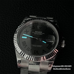 VSF VS3235 DateJust 41mm Wimbledon Fluted Bezel Grey Dial Green Roma Marker Oyster Bracelet DD3235 - Image 9