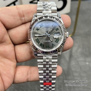 VSF VS3235 DateJust 41mm Wimbledon Fluted Bezel Grey Dial Green Roma Marker Jubilee Bracelet V2 DD3235 - Image 1