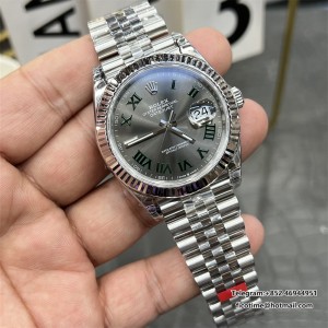 VSF VS3235 DateJust 41mm Wimbledon Fluted Bezel Grey Dial Green Roma Marker Jubilee Bracelet V2 DD3235 - Image 3
