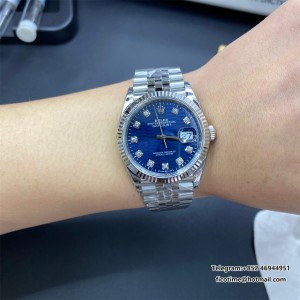VSF VS3235 DateJust 36mm Fluted Bezel Blue Motif Dial Diamond Marker Jubilee Bracelet - Image 2