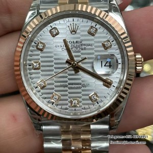 VSF VS3235 DateJust 36mm Fluted Bezel Silver Motif Dial Diamond Marker RG/SS Jubilee Bracelet - Image 1