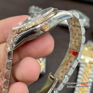 VSF VS3235 DateJust 36mm Fluted Bezel Silver Motif Dial Diamond Marker RG/SS Jubilee Bracelet - Image 5