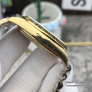 GMF A2836 Tungsten DayDate 40MM YG Black Dial Diamond Marker YG President Bracelet - Image 3