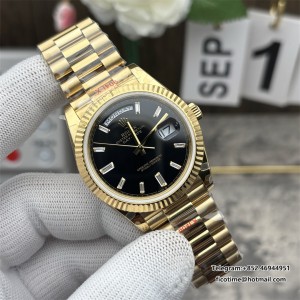 GMF A2836 Tungsten DayDate 40MM YG Black Dial Diamond Marker YG President Bracelet - Image 4
