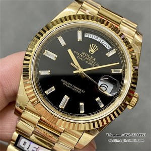 QF Gain Weight V6 A2836 DayDate 40MM Black Dial Diamond Marker President Bracelet - Image 8