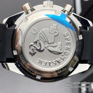 HRF A7750 Speedmaster 40mm Racing Master White/Black Dial Black Rubber Strap - Image 5
