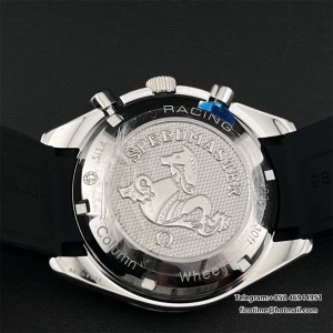 HRF A7750 Speedmaster 40mm Racing Master Black/White Dial Black Rubber Strap - Image 8