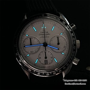 HRF A7750 Speedmaster 40mm Racing Master White Dial Black Rubber Strap - Image 9