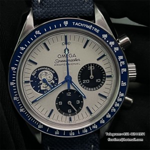 OSF A7750 Speedmaster 42mm Moonwatch Professional Silver Snoopy Award 50th Anniversary Blue leather Strap - Image 9