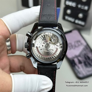 N1F A7750 Speedmaster 44mm  "Dark Side of The Moon" Real Ceramic Black Dial Black Leather Strap - Image 6