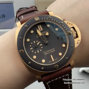VSF P9010 PAM968 47mm Submersible Bronze Black Dial Brown Leather Strap - Image 5
