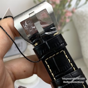 VSF P9000 PAM312 44mm Luminor Black Dial Black Leather Strap - Image 3