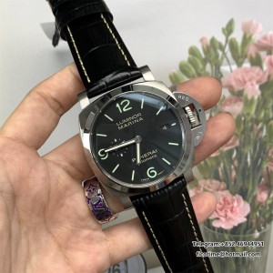 VSF P9000 PAM312 44mm Luminor Black Dial Black Leather Strap - Image 5