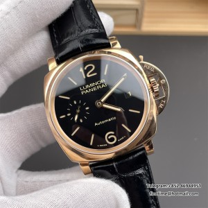VSF P9001 PAM908 42mm Luminor RG Black Dial Black Leather Strap - Image 6