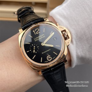VSF P9001 PAM908 42mm Luminor RG Black Dial Black Leather Strap - Image 7