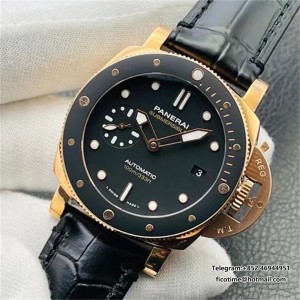 VSF OP XXXIV PAM974 42mm Submersible RG Black Dial Black Leather Strap - Image 7