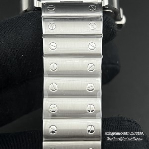 BVF A9015 Santos Large 40mm Black Bezel Grey Dial SS Bracelet - Image 4