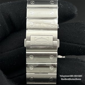 BVF A9015 Santos Large 40mm Black Bezel Grey Dial SS Bracelet - Image 6