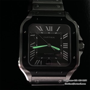 BVF A9015 Santos Large 40mm Black Bezel Grey Dial SS Bracelet - Image 9