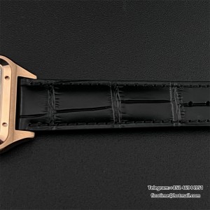 F1F Swiss Quartz Santos Dumont 43.5*31.4mm RG White Dial Black Leather Strap - Image 4