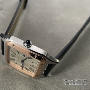 F1F Swiss Quartz Santos Dumont 43.5*31.4mm RG/SS White Dial Black Leather Strap - Image 7