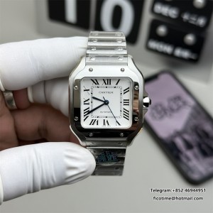 Santos Medium 35mm White Dial SS Bracelet BVF A9015 - Image 1