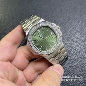 3KF A324SC Nautilus 5711 40mm Diamond Bezel Green Dial SS Bracelet - Image 4