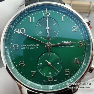 ZF A7750 IWC Portugieser Chrono 41mm IW371615 Green Dial Black Leather Strap - Image 3