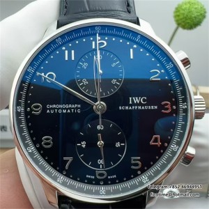ZF A7750 IWC Portugieser Chrono 41mm IW371609 Black Dial Black Leather Strap - Image 4