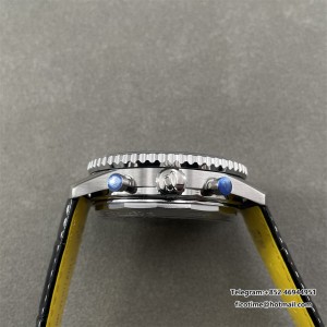 BLSF A7750 Breitling Chrono 43mm NAVITIMER B01 Blue/Black Dial Black Leather Strap - Image 7