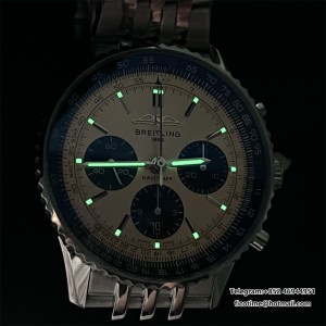 BLSF A7750 Breitling Chrono 43mm NAVITIMER B01 Champagne/Black Dial SS Bracelet - Image 9