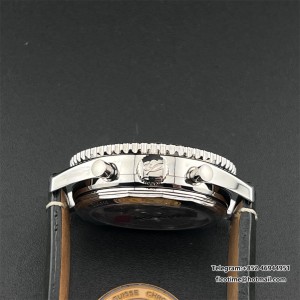 BLSF A7750 Breitling Chrono 43mm NAVITIMER B01 Black/White Dial Black Leather Strap - Image 7