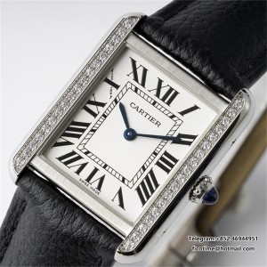 AF Quartz Tank Solo 24.4mm Dia White Dial Diamond Black Leather - Image 3
