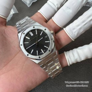Royal Oak 15510 SS TOP 1:1 Best Edition Black Dial on SS Bracelet SA4302 Super Clone - Image 6