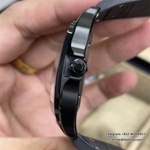 Santos de Cartier 40mm PVD BVF 1:1 Best Edition Black Dial on Black Leather Strap A9015 - Image 5