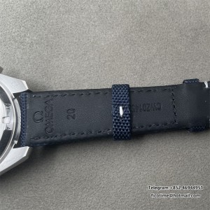 Speedmaster Professional Snoopy SS SMF 1:1 Best Edition Silver Dial Blue Marker On Blue Nylon Strap A3861(Free SS Bracelet) - Image 5