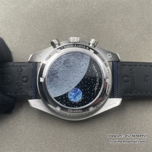 Speedmaster Professional Snoopy SS SMF 1:1 Best Edition Silver Dial Blue Marker On Blue Nylon Strap A3861(Free SS Bracelet) - Image 6