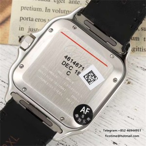 AF Santos Large 40mm White Dial MY9015 Black Leather Strap - Image 4