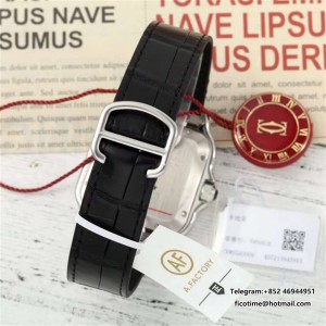 AF Santos Large 40mm White Dial MY9015 Black Leather Strap - Image 7