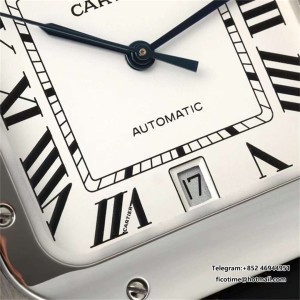 AF Santos Large 40mm White Dial MY9015 Black Leather Strap - Image 8