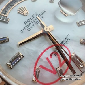 DayDate 40 228235 VSF 1:1 Best Edition White MOP Crystal Dial on President Bracelet VS3255 V2 - Image 3