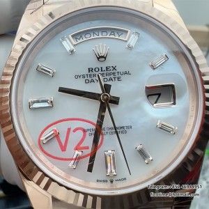 DayDate 40 228235 VSF 1:1 Best Edition White MOP Crystal Dial on President Bracelet VS3255 V2 - Image 6