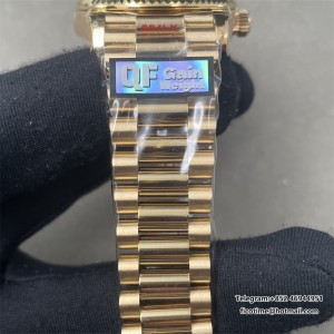 DayDate 36  QF Gold Dial Sticker Marker  on President Bracelet A2836 V2 (Gain Weight) - Image 5