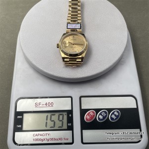 DayDate 36  QF Gold Dial Sticker Marker  on President Bracelet A2836 V2 (Gain Weight) - Image 9
