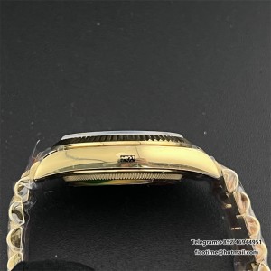 DayDate 36  QF Green Dial Roma Marker  on YG President Bracelet A2836 V2 (Gain Weight) - Image 3