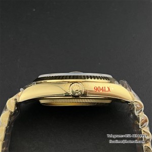 DayDate 36  QF Green Dial Roma Marker  on YG President Bracelet A2836 V2 (Gain Weight) - Image 4